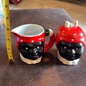 Lady Sugar Creamer Set - Red and Black